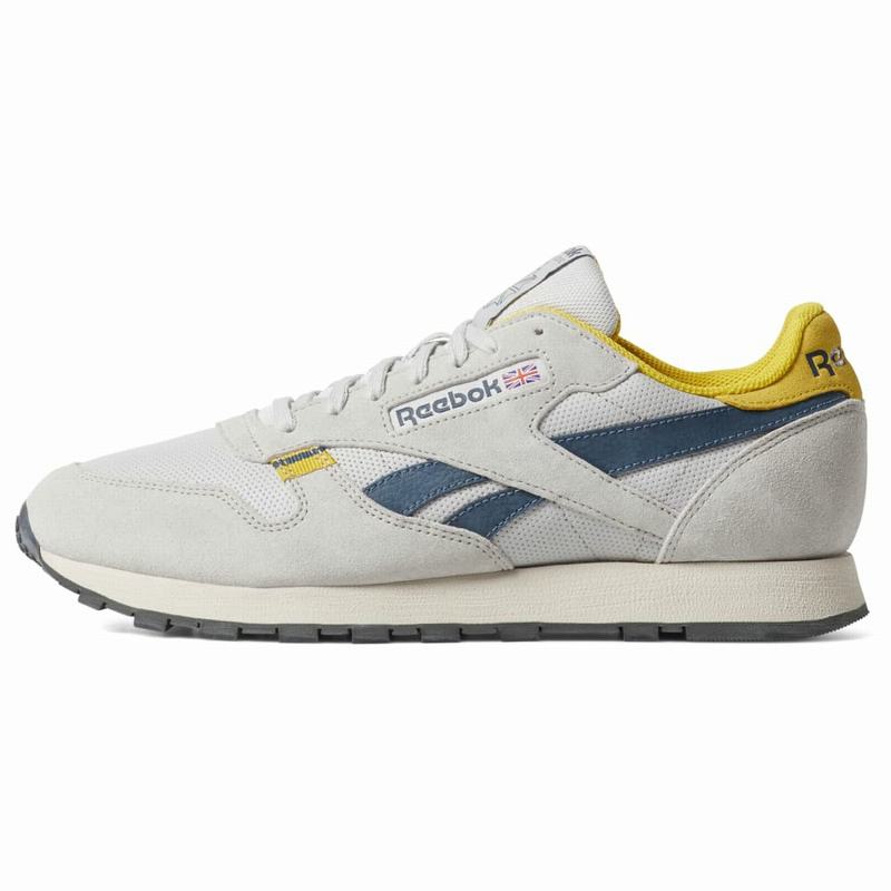 Tenisi Reebok Classic Leather Barbati Gri/Galbeni/Albastri Romania HI5907EY